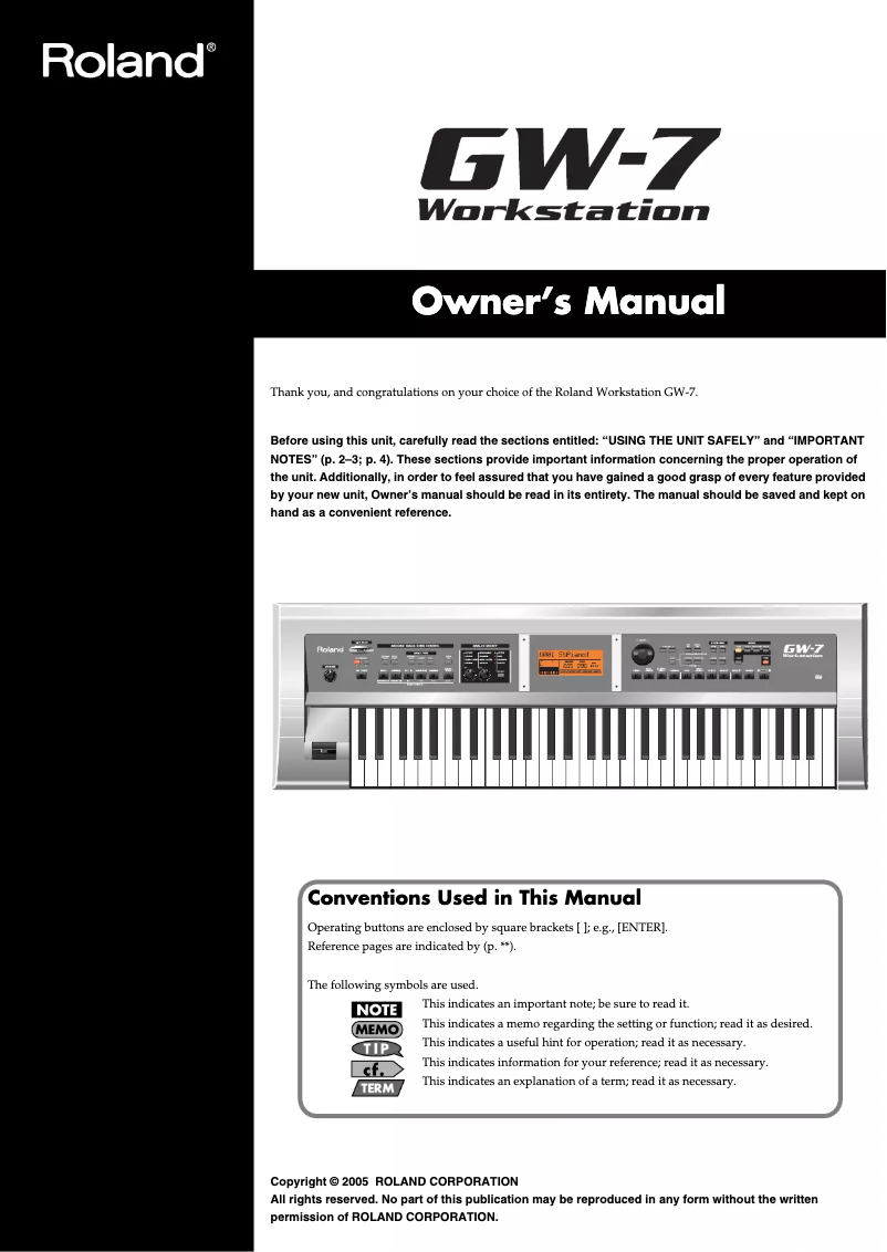 Página 1 del manual Manual de usuario Roland GW-7