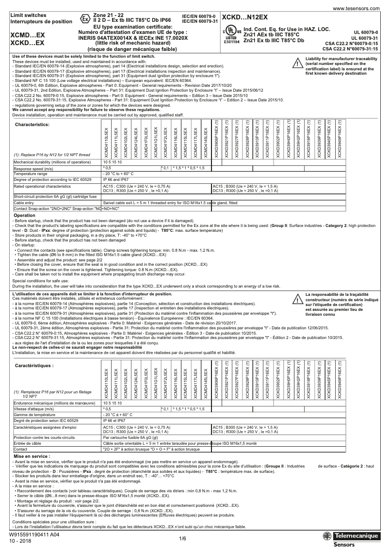 Página 1 del manual Manual de usuario Schneider XCKD39H0P16EX