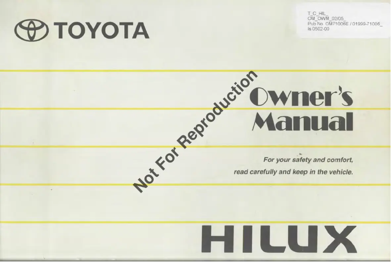 Página 1 del manual Manual de usuario Toyota Hilux (2005)
