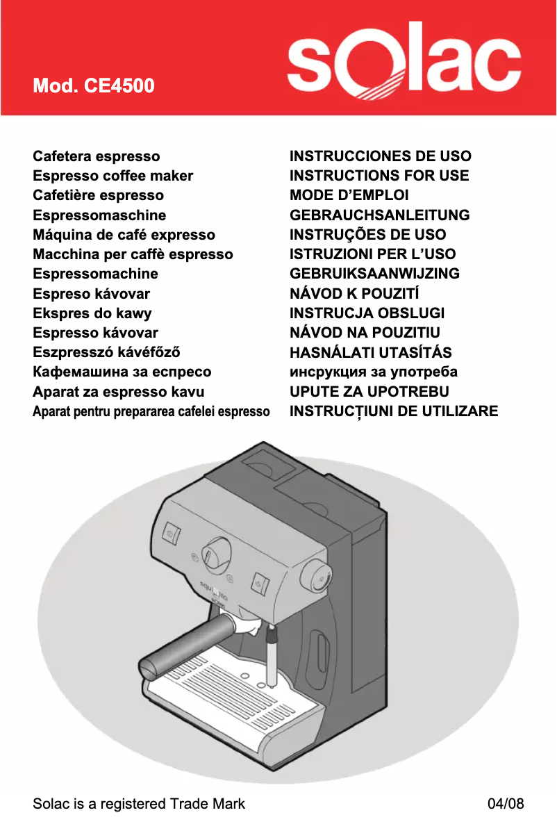 Imagen de la primera página del manual del dispositivo CE4500