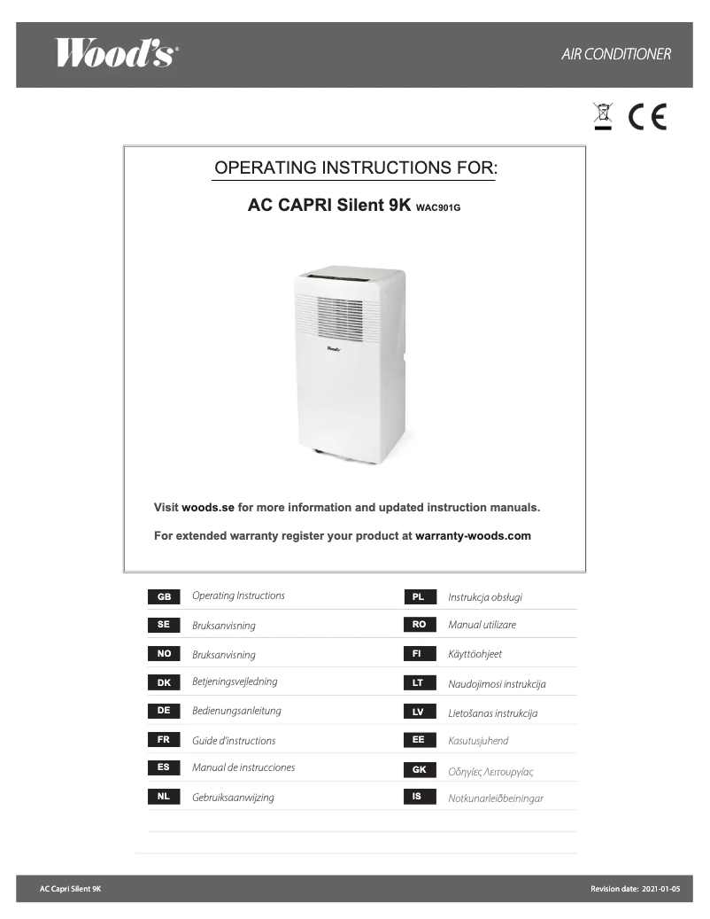 Imagen de la primera página del manual del dispositivo Capri Silent 9K