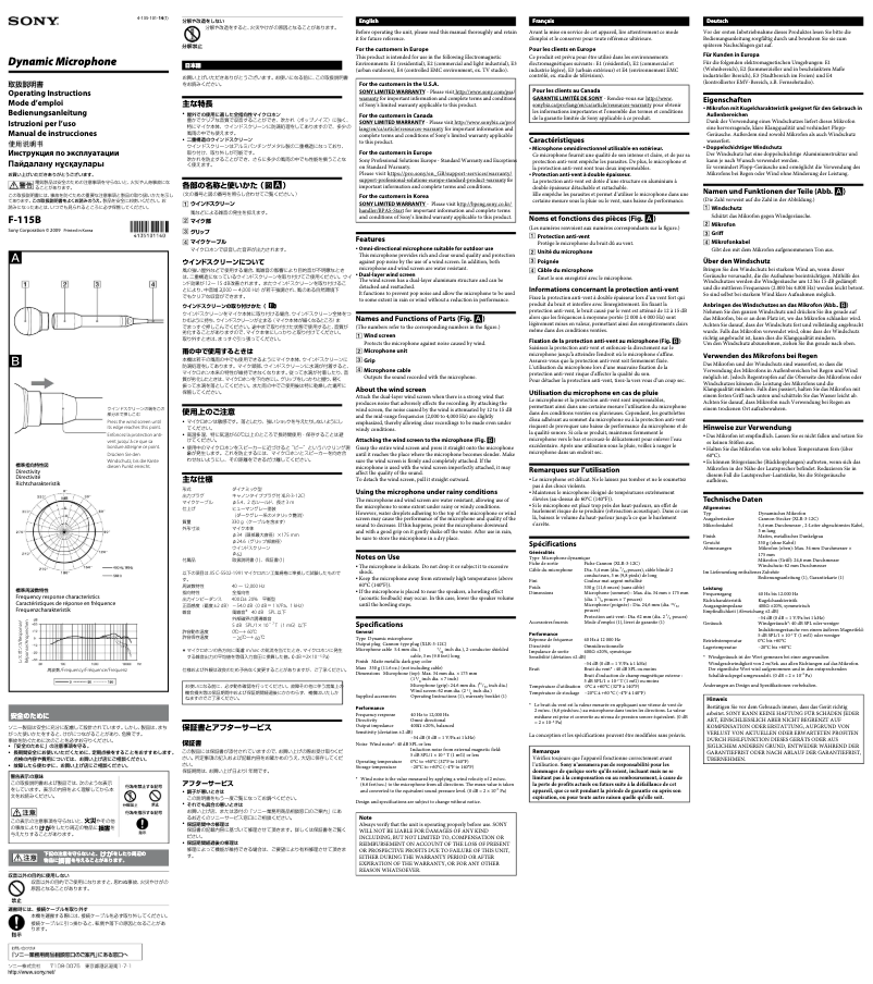 Página nº 1 - Manual de usuario Sony F-115B