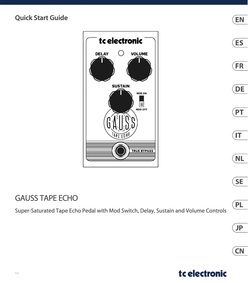 Página 1 del manual Manual de usuario TC Electronic Gauss Tape Echo