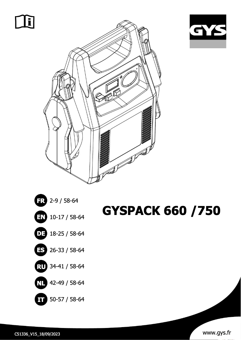 Imagen de la primera página del manual del dispositivo Gyspack 750