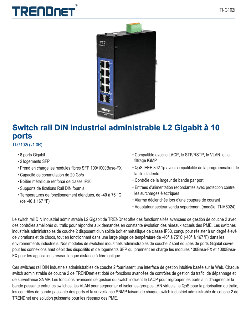 Imagen de la primera página del manual del dispositivo TI-G102i