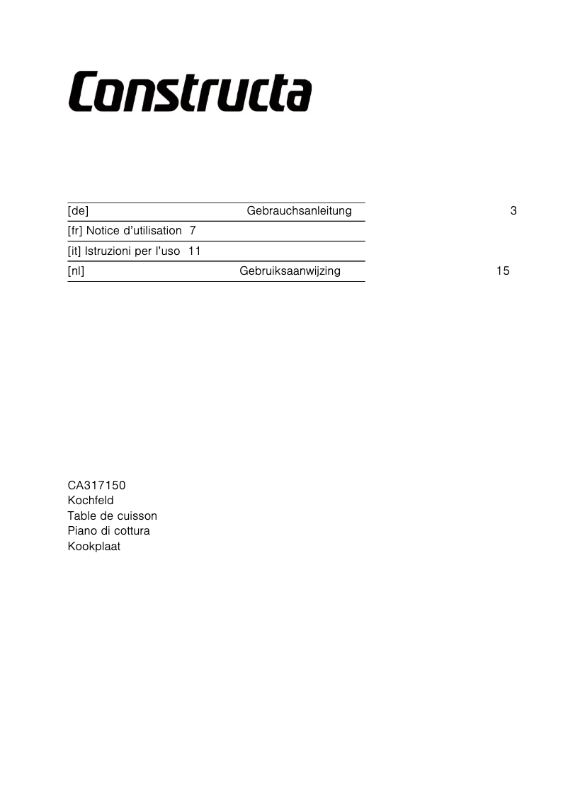 Página 1 del manual Manual de usuario Constructa CA317150