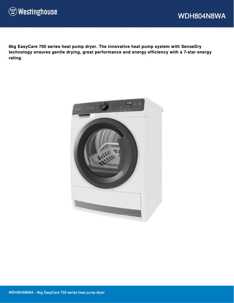 Página nº 1 - Ficha técnica Westinghouse WDH804N8WA