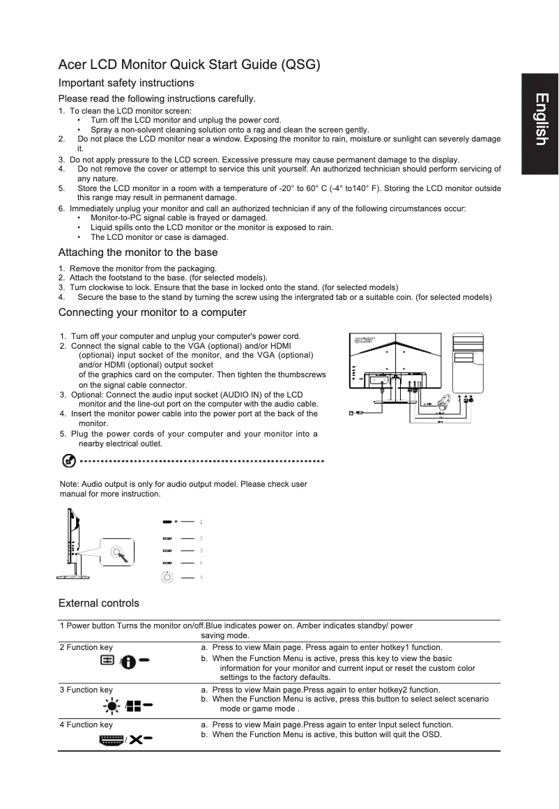 Página 1 del manual Guía de inicio rápido Acer KB272B