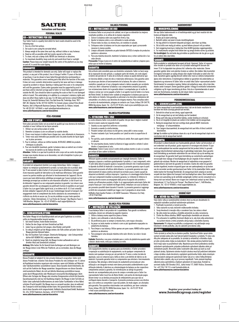 Página 1 del manual Manual de usuario Salter SA 9193 GN3R