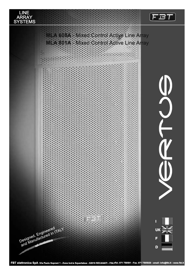 Página 1 del manual Manual de usuario FBT VERTUS MLA 608A