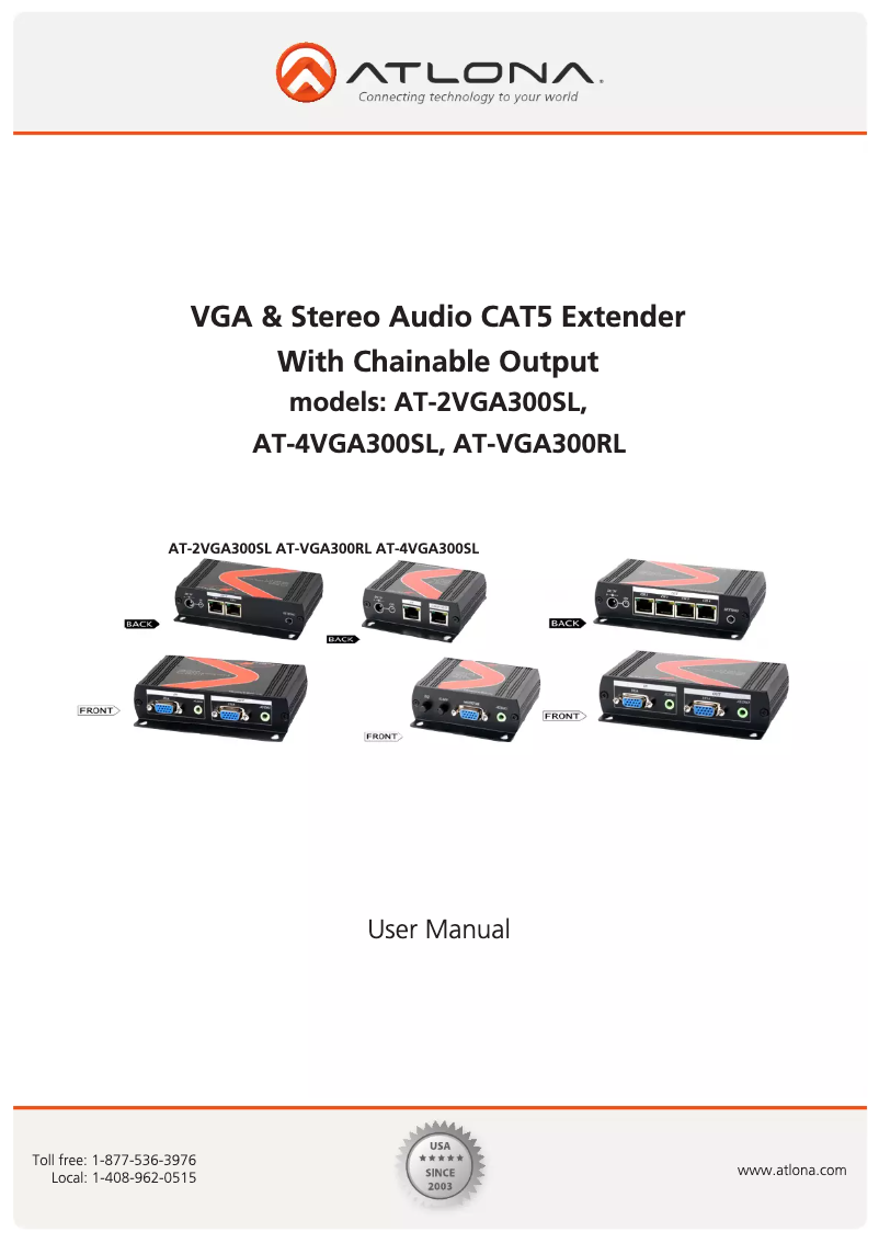 Imagen de la primera página del manual del dispositivo AT-VGA300RL