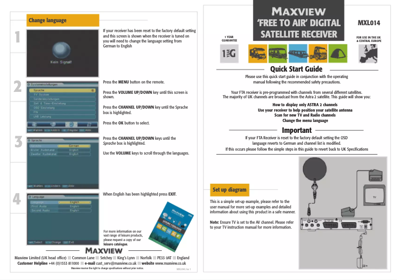 Imagen de la primera página del manual del dispositivo MXL014