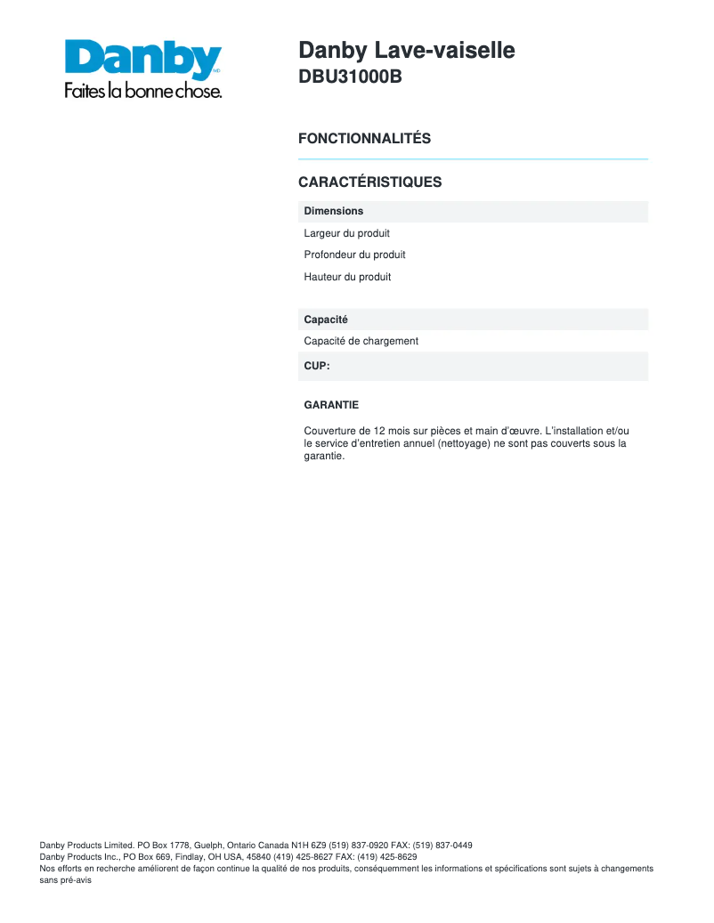 Imagen de la primera página del manual del dispositivo DBU31000B