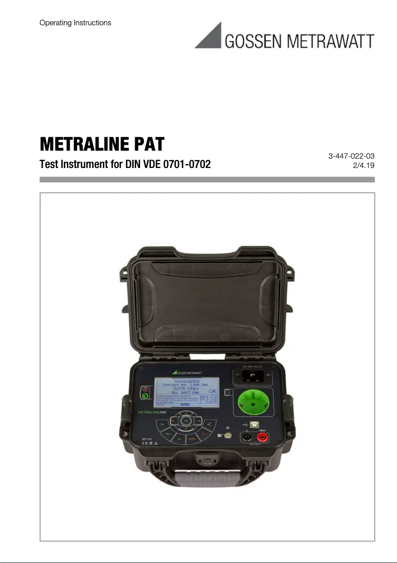 Página nº 1 - Manual de usuario Gossen Metrawatt METRALINE PAT