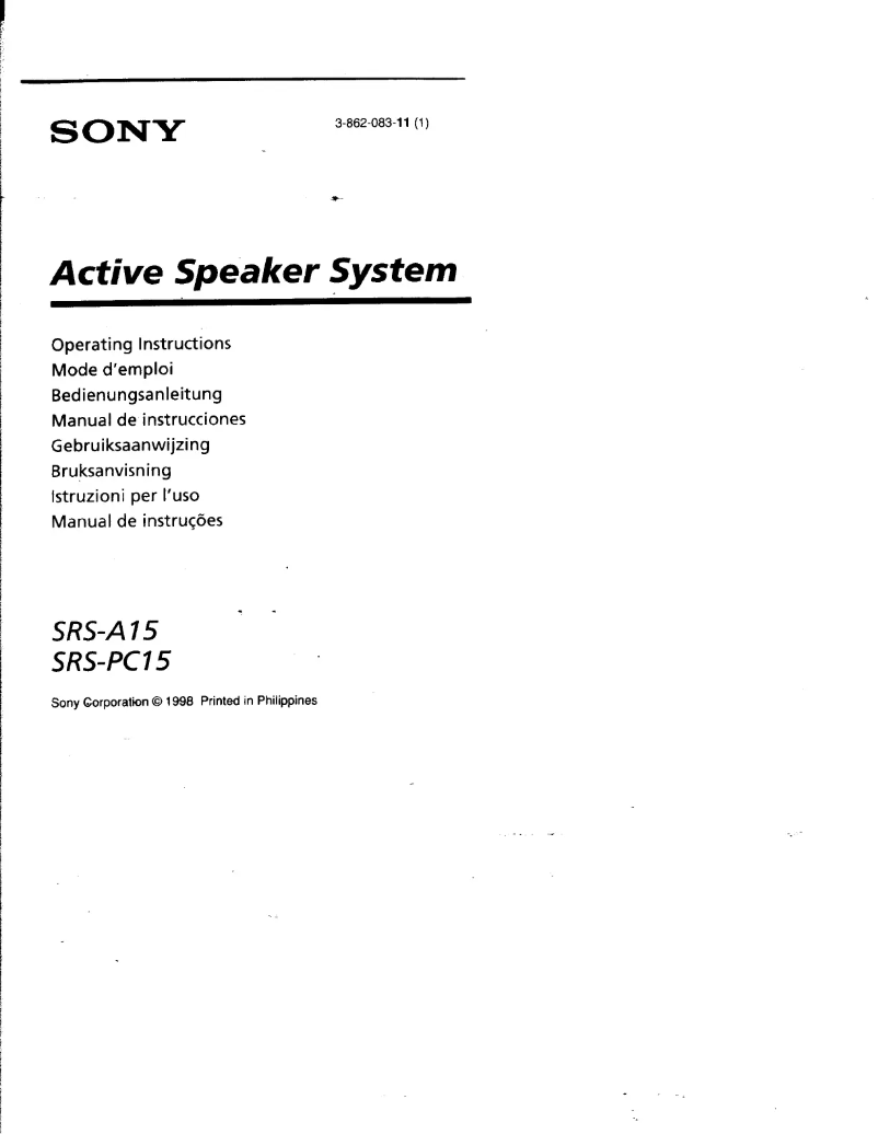 Imagen de la primera página del manual del dispositivo SRS-A15