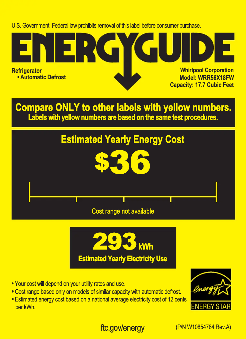 Página 1 del manual Etiqueta energética Whirlpool WRR56X18FW