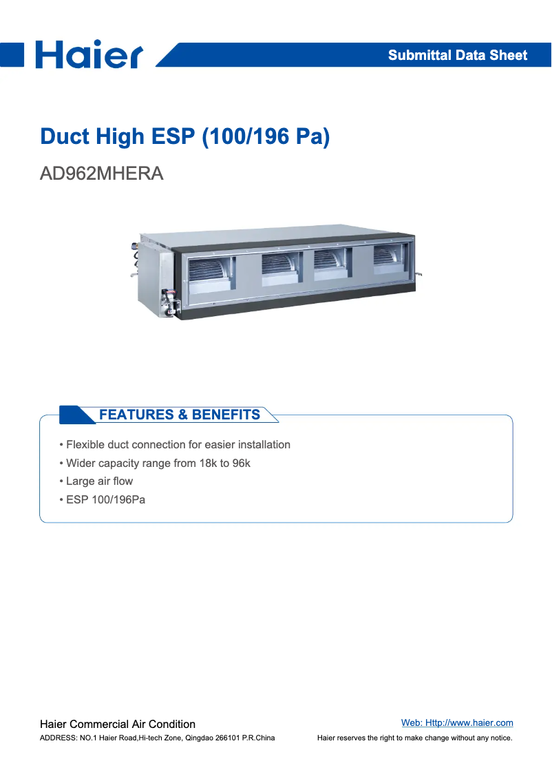 Imagen de la primera página del manual del dispositivo AD962MHERA