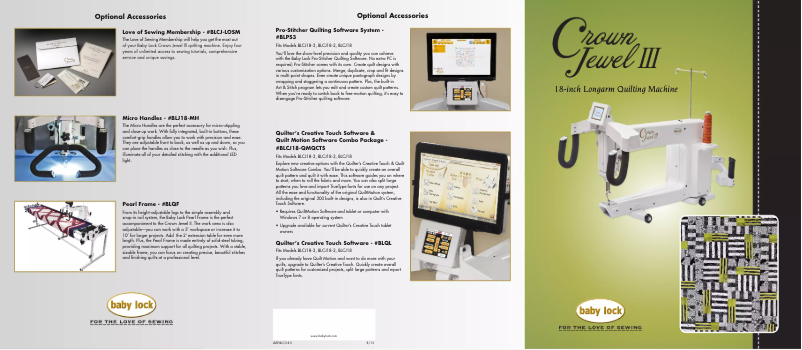 Página 1 del manual Ficha técnica Baby Lock Crown Jewel III