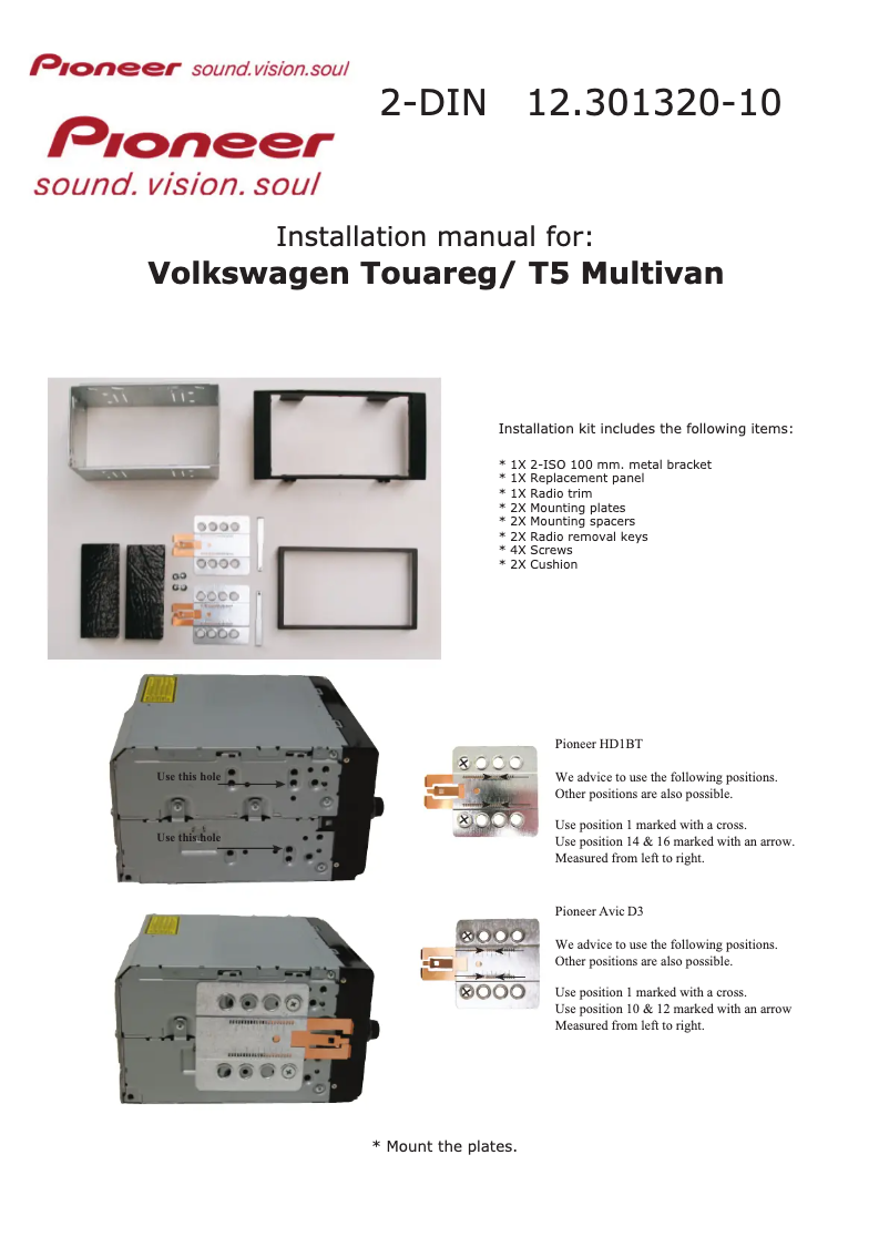 Página 1 del manual Manual de usuario Pioneer 12.301320-10
