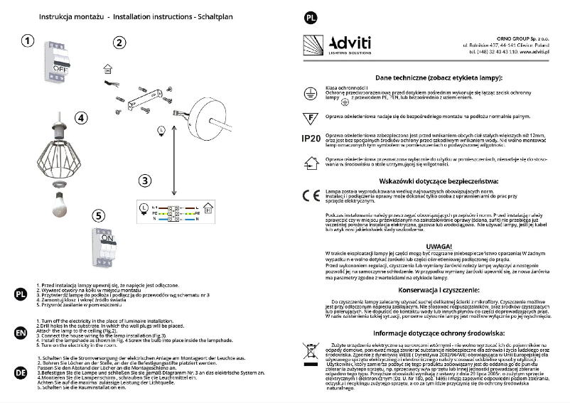 Imagen de la primera página del manual del dispositivo AD-LD-6260WE27M