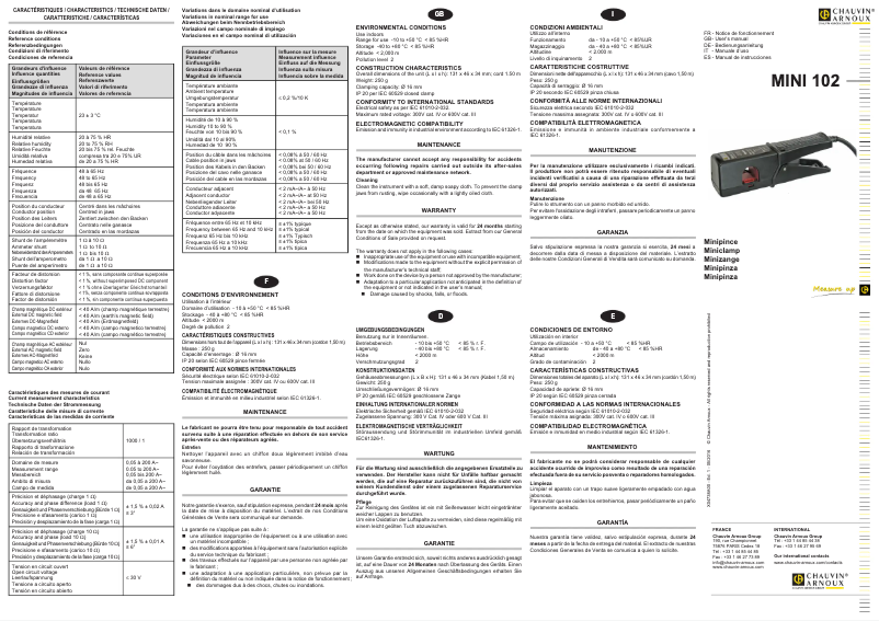 Página 1 del manual Manual de usuario Chauvin Arnoux MINI 102