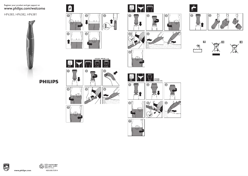 Imagen de la primera página del manual del dispositivo BikiniGenie HP6382