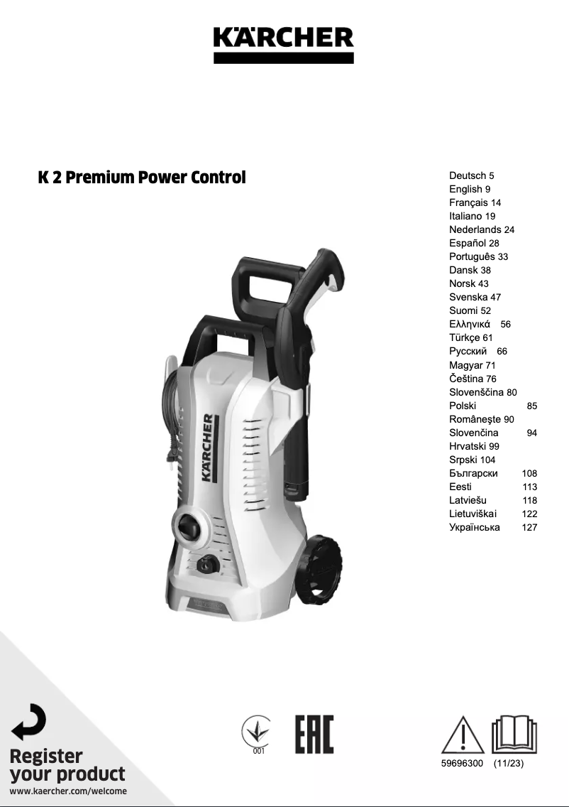 Página 1 del manual Manual de usuario Kärcher K 2 Premium Power Control Home