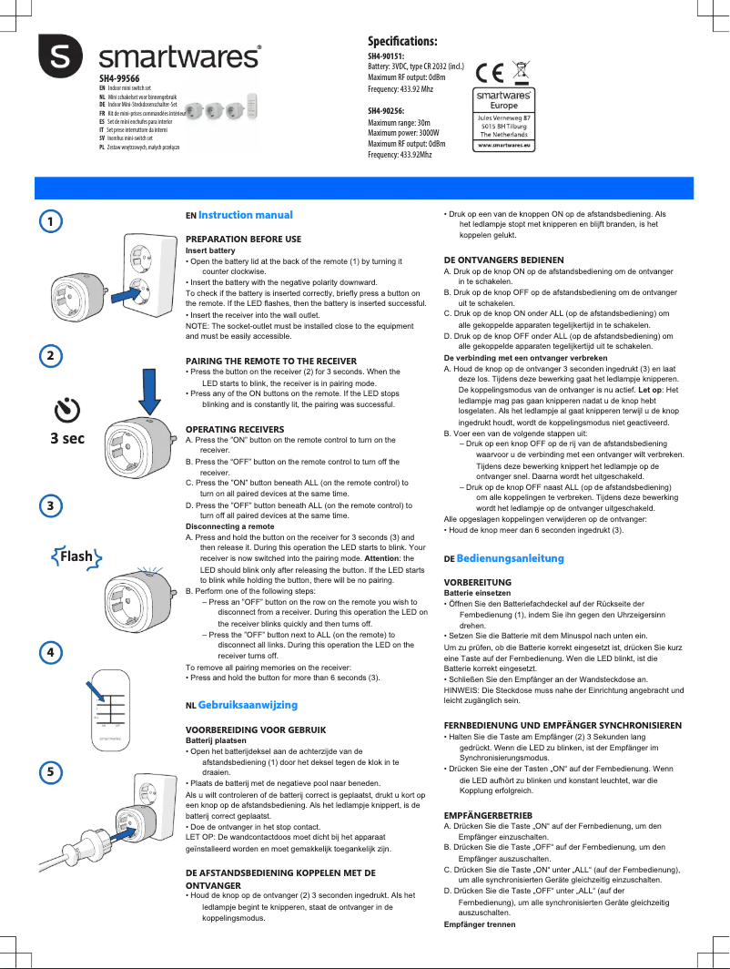 Página 1 del manual Manual de usuario Smartwares SH4-99566