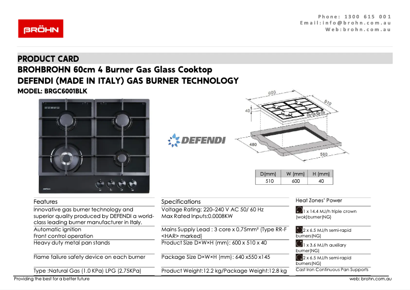 Página 1 del manual Ficha técnica Bröhn BRGC6001BLK