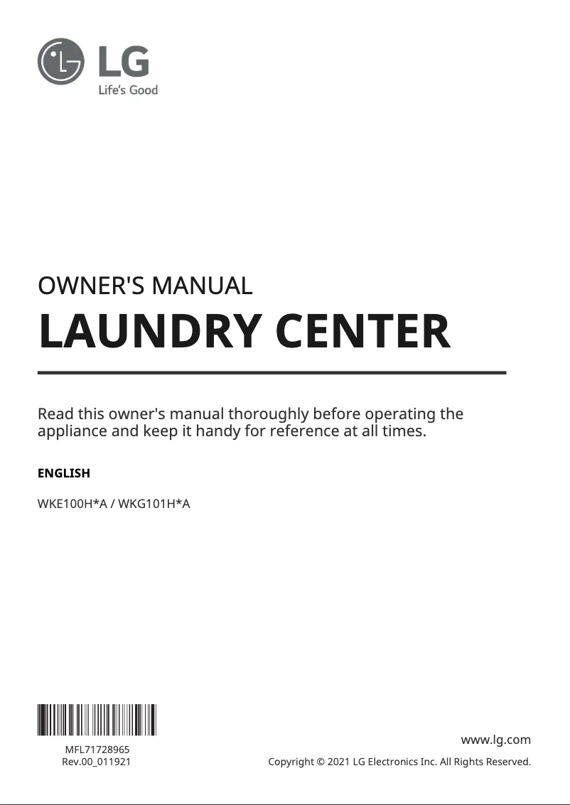 Página 1 del manual Manual de usuario LG WKG101HVA