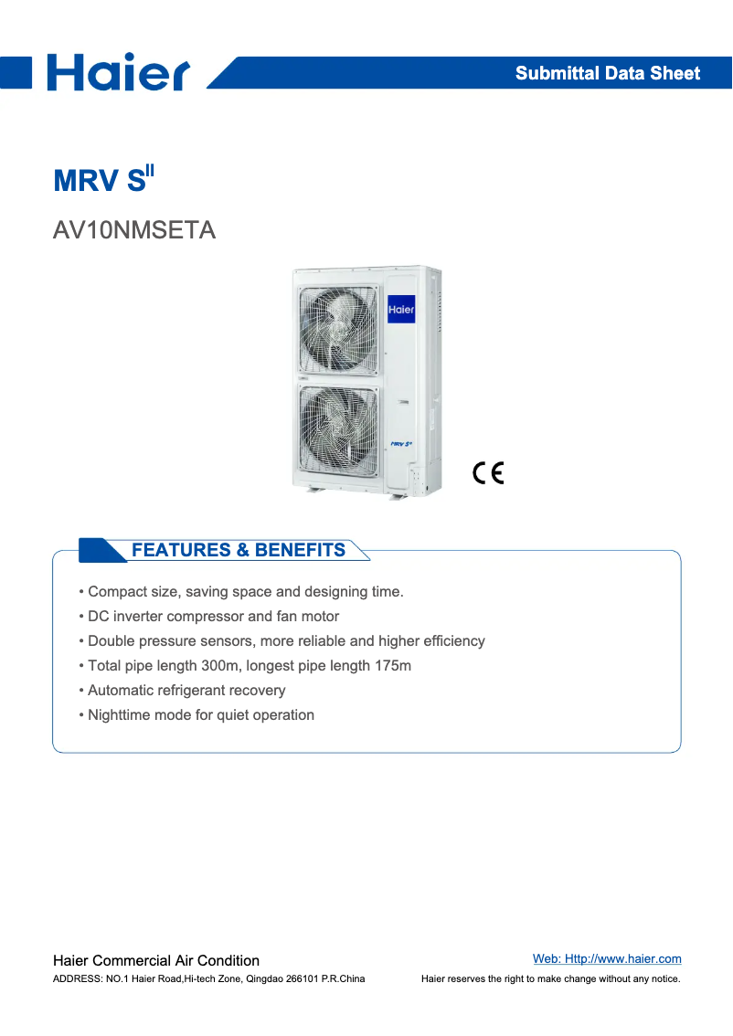 Página 1 del manual Manual de usuario Haier AV10NMSETA