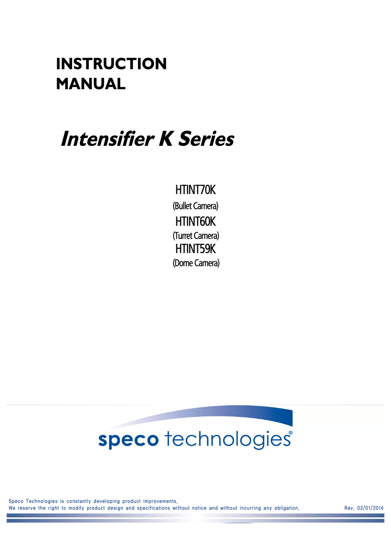 Página nº 1 - Manual de usuario Speco Technologies Intensifier K Glacier HTINTB8GK