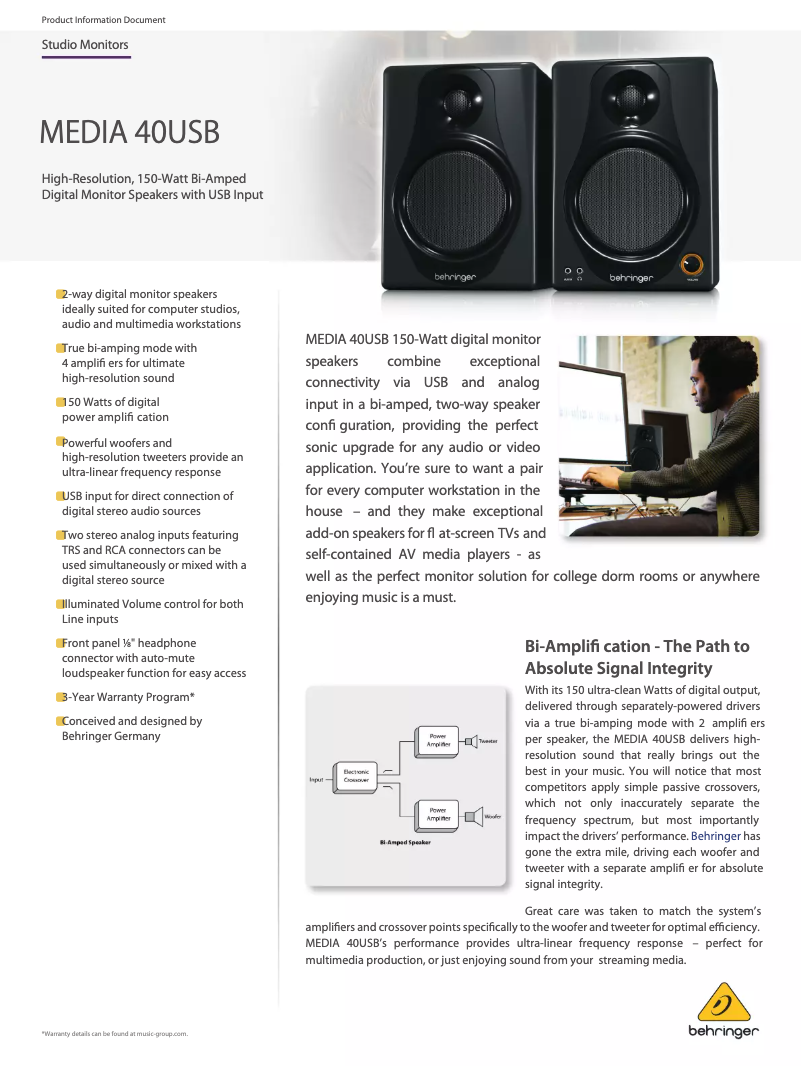 Imagen de la primera página del manual del dispositivo Media 40usb