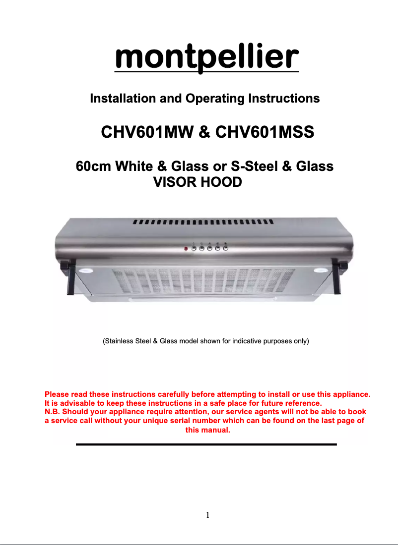 Imagen de la primera página del manual del dispositivo CHV601MW