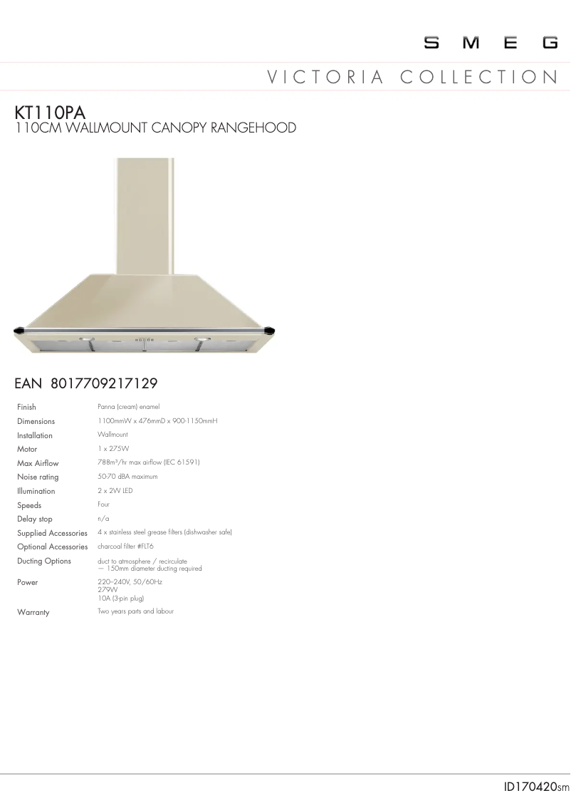 Página nº 1 - Ficha técnica Smeg KT110P