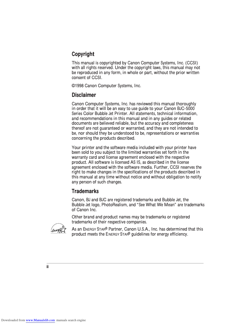 Página 1 del manual Manual de usuario Canon BJC-5000