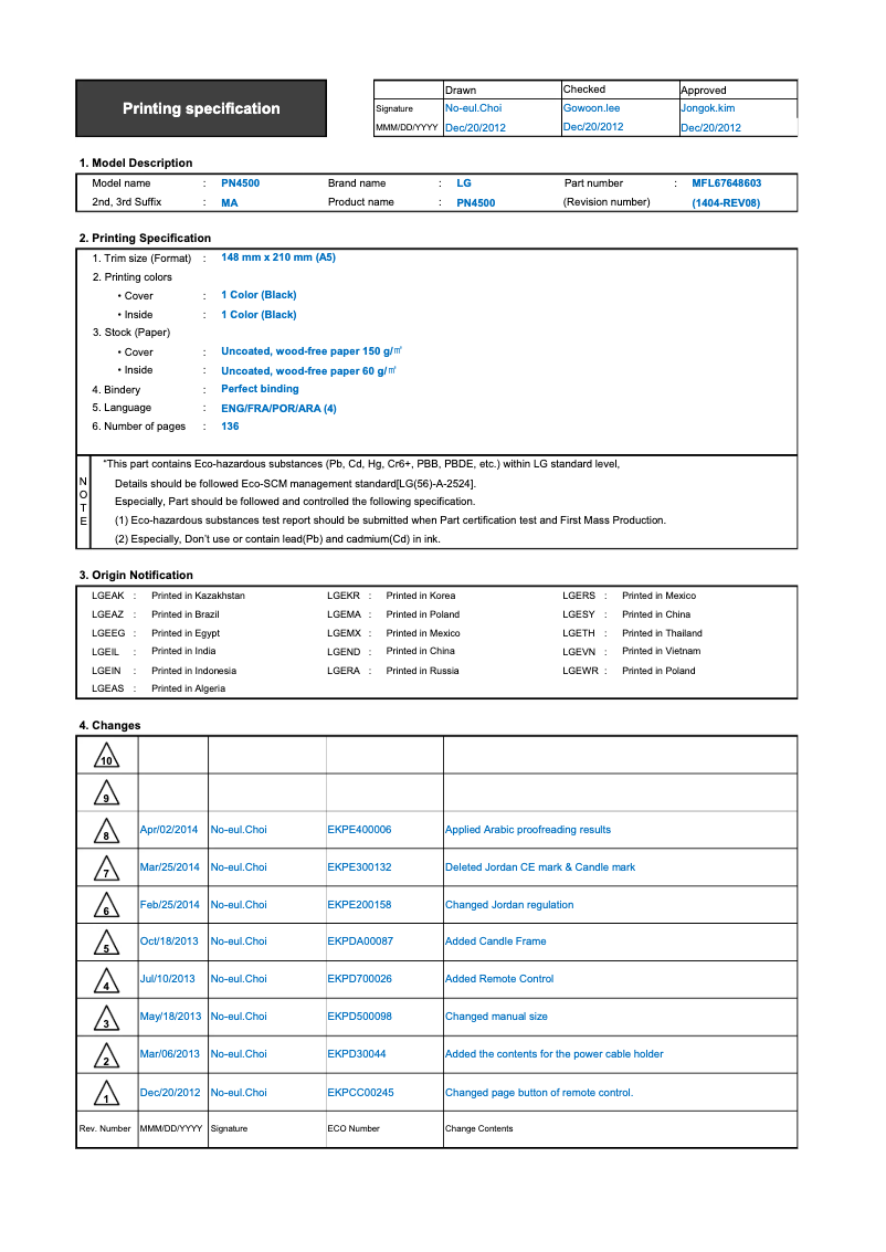 Imagen de la primera página del manual del dispositivo 42PN4500