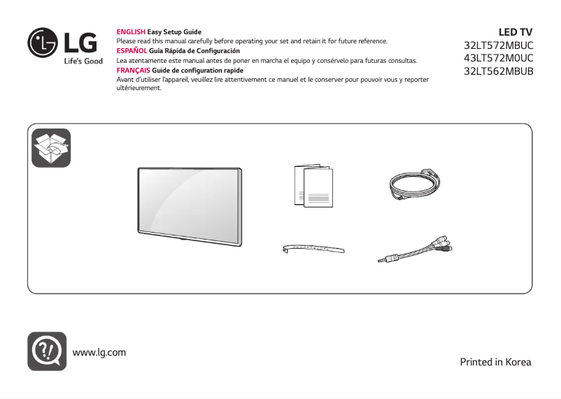 Imagen de la primera página del manual del dispositivo 43LT572M
