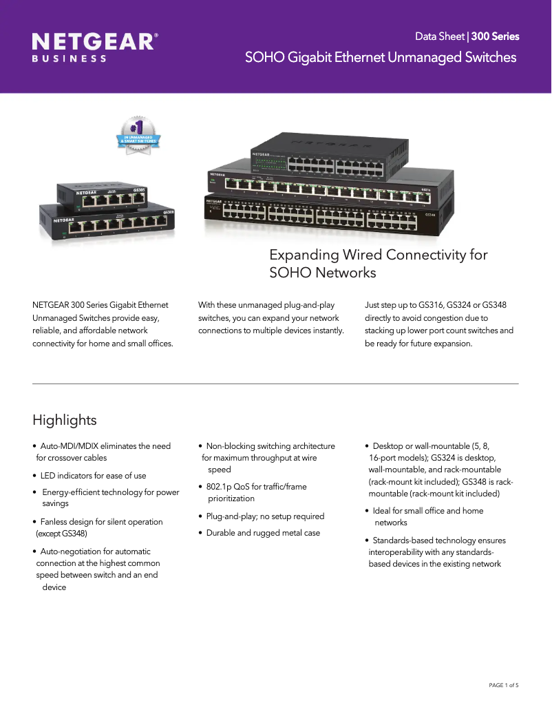 Imagen de la primera página del manual del dispositivo GS316