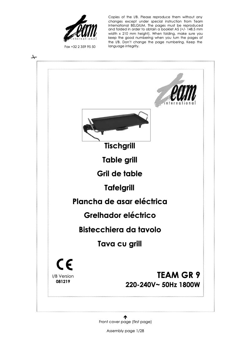 Imagen de la primera página del manual del dispositivo GR 9