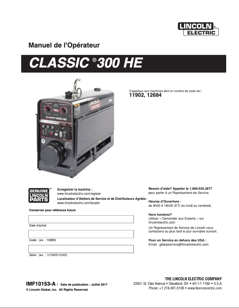 Página nº 1 - Manual de usuario Lincoln Electric Classic 300 HE