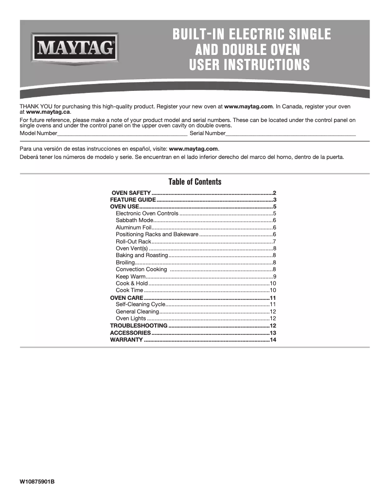 Página 1 del manual Manual de uso y mantenimiento Maytag MEW9627FZ