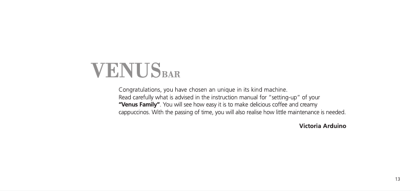 Página 1 del manual Manual de usuario Victoria Arduino Venus Bar