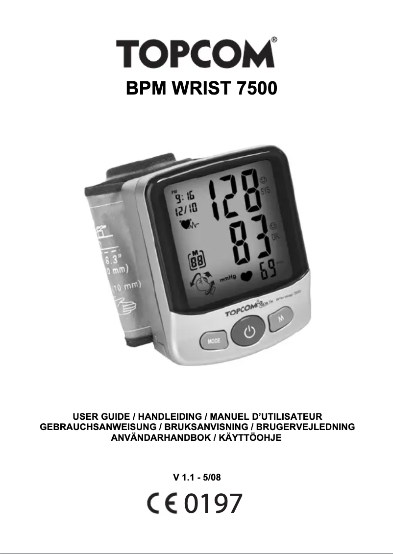 Página nº 1 - Manual de usuario Topcom BPM Wrist 7500