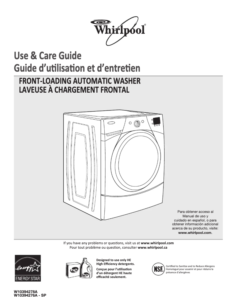 Página 1 del manual Manual de usuario Whirlpool WFW9250WR