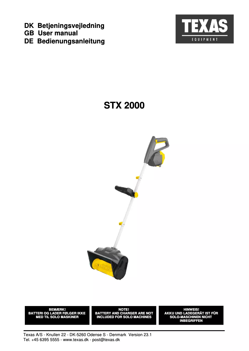 Imagen de la primera página del manual del dispositivo STX2000