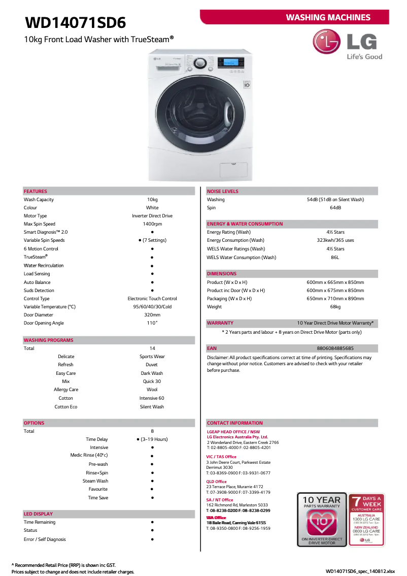 Imagen de la primera página del manual del dispositivo WD14071SD6