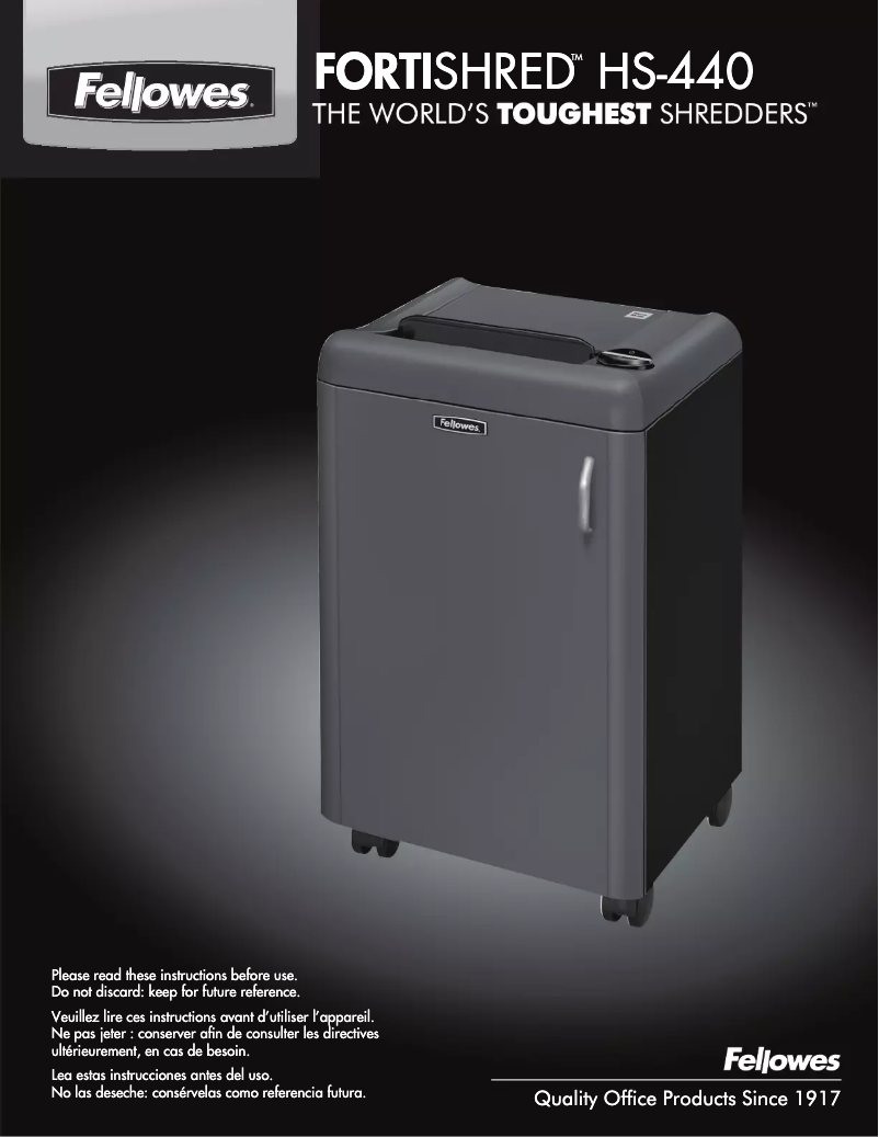 Página 1 del manual Manual de usuario Fellowes Fortishred HS-440