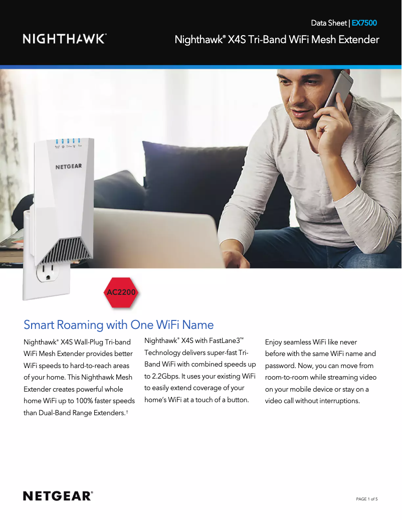 Imagen de la primera página del manual del dispositivo Nighthawk X4S EX7500