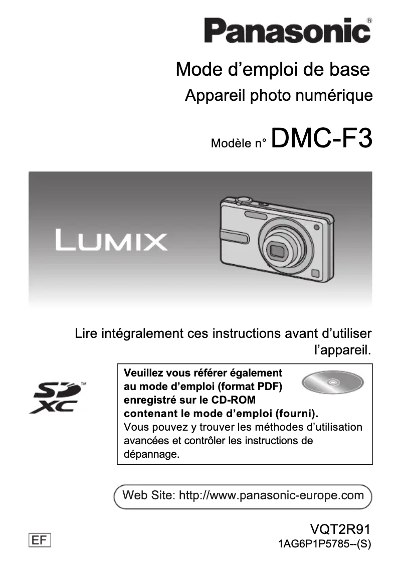 Imagen de la primera página del manual del dispositivo Lumix DMC-F3
